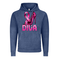 Vintage Denim Breast Cancer Diva Ribbon and Heels Vintage Hoodie - texasbilliewilder