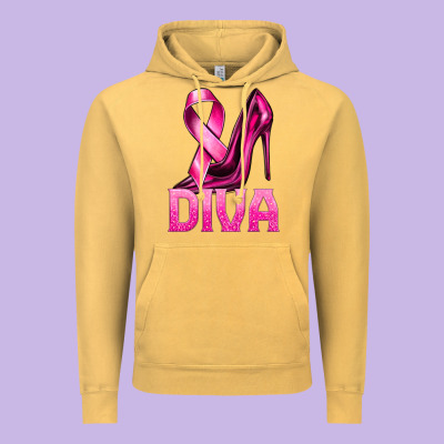 Breast Cancer Diva Ribbon And Heels Vintage Hoodie Designed By Texasbilliewilder