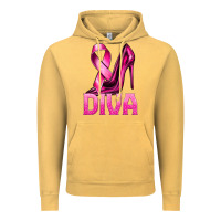 Vintage Mustard Breast Cancer Diva Ribbon and Heels Vintage Hoodie - texasbilliewilder