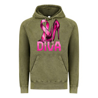 Vintage Olive Breast Cancer Diva Ribbon and Heels Vintage Hoodie - texasbilliewilder