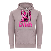 Vintage Zinc Breast Cancer Diva Ribbon and Heels Vintage Hoodie - texasbilliewilder