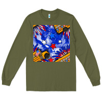 Army Green 4th of july school bus seamless pattern Long Sleeve Tee - BundleAndBundleShop