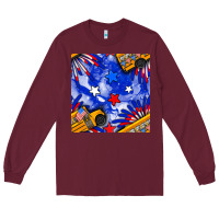 Burgundy 4th of july school bus seamless pattern Long Sleeve Tee - BundleAndBundleShop