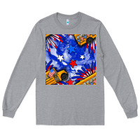Heather Grey 4th of july school bus seamless pattern Long Sleeve Tee - BundleAndBundleShop