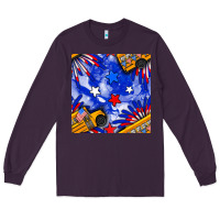 Plum 4th of july school bus seamless pattern Long Sleeve Tee - BundleAndBundleShop
