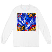 White 4th of july school bus seamless pattern Long Sleeve Tee - BundleAndBundleShop