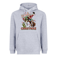 Heather Grey howdy christmas cowboy santa Heavyweight Hoodie - MaliasSmallBusiness