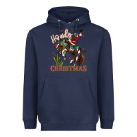 Navy howdy christmas cowboy santa Heavyweight Hoodie - MaliasSmallBusiness
