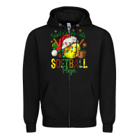 Black Santa's Favorite Softball player Zipper Hoodie - NancyCooperArtShop