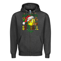Charcoal Heather Santa's Favorite Softball player Zipper Hoodie - NancyCooperArtShop