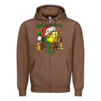 Chestnut Santa's Favorite Softball player Zipper Hoodie - NancyCooperArtShop