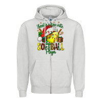 Dove Grey Santa's Favorite Softball player Zipper Hoodie - NancyCooperArtShop