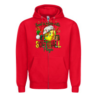 Red Santa's Favorite Softball player Zipper Hoodie - NancyCooperArtShop