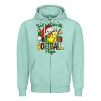 Seafoam Santa's Favorite Softball player Zipper Hoodie - NancyCooperArtShop
