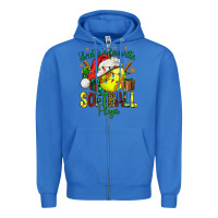 True Royal Santa's Favorite Softball player Zipper Hoodie - NancyCooperArtShop