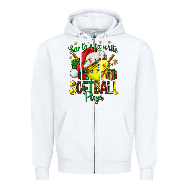 Santa's Favorite Softball Player Zipper Hoodie by NancyCooperArtShop | Teevron