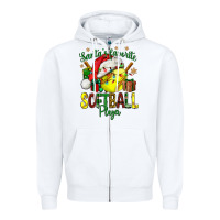 White Santa's Favorite Softball player Zipper Hoodie - NancyCooperArtShop