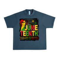 Midnight Navy juneteenth fist free ish since 1865 with background Urban Heavy Tee - HRA Design Shop