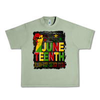 Oil Green juneteenth fist free ish since 1865 with background Urban Heavy Tee - HRA Design Shop