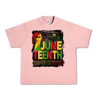 Salmon juneteenth fist free ish since 1865 with background Urban Heavy Tee - HRA Design Shop