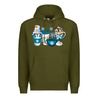 Army Green Winter Coffee Cups Premium Hoodie - Artiststas