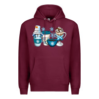 Burgundy Winter Coffee Cups Premium Hoodie - Artiststas