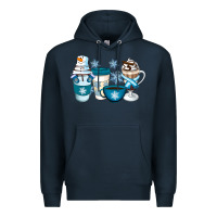 Navy Winter Coffee Cups Premium Hoodie - Artiststas