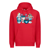 Red Winter Coffee Cups Premium Hoodie - Artiststas