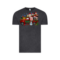Vintage Black christmas farm animals truck Vintage Tee - RacoonDesign