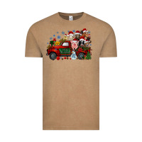 Vintage Coffee christmas farm animals truck Vintage Tee - RacoonDesign