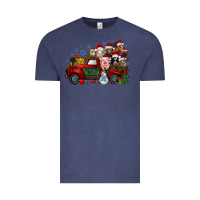 Vintage Denim christmas farm animals truck Vintage Tee - RacoonDesign