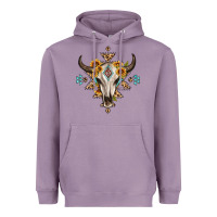 Lavender bull skull with aztec sunflower leopard Heavyweight Hoodie - MaliasSmallBusiness