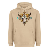 Mushroom bull skull with aztec sunflower leopard Heavyweight Hoodie - MaliasSmallBusiness