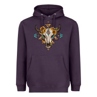 Bull Skull With Aztec Sunflower Leopard Heavyweight Hoodie | Teevron
