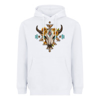 White bull skull with aztec sunflower leopard Heavyweight Hoodie - MaliasSmallBusiness