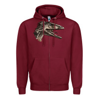 Burgundy Deinonychus Face Zipper Hoodie - LillyAllenDesigns