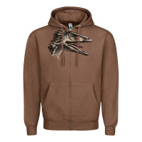Chestnut Deinonychus Face Zipper Hoodie - LillyAllenDesigns