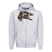 Heather Grey Deinonychus Face Zipper Hoodie - LillyAllenDesigns