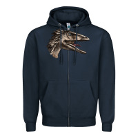 Navy Deinonychus Face Zipper Hoodie - LillyAllenDesigns