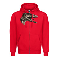 Red Deinonychus Face Zipper Hoodie - LillyAllenDesigns