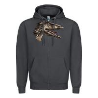 Smoke Deinonychus Face Zipper Hoodie - LillyAllenDesigns