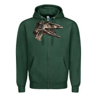 Sports Green Deinonychus Face Zipper Hoodie - LillyAllenDesigns