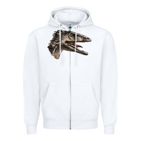 White Deinonychus Face Zipper Hoodie - LillyAllenDesigns