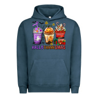 Pigment Midnight Navy hallothanksmas coffee cups Urban Hoodie - texasbilliewilder