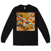 Black fall school bus seamless pattern Long Sleeve Tee - BundleAndBundleShop