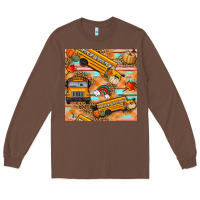 Chestnut fall school bus seamless pattern Long Sleeve Tee - BundleAndBundleShop