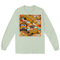 Matcha fall school bus seamless pattern Long Sleeve Tee - BundleAndBundleShop