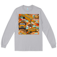 Moon Dust fall school bus seamless pattern Long Sleeve Tee - BundleAndBundleShop