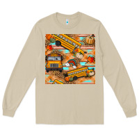 Mushroom fall school bus seamless pattern Long Sleeve Tee - BundleAndBundleShop