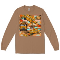 Toasted Coconut fall school bus seamless pattern Long Sleeve Tee - BundleAndBundleShop